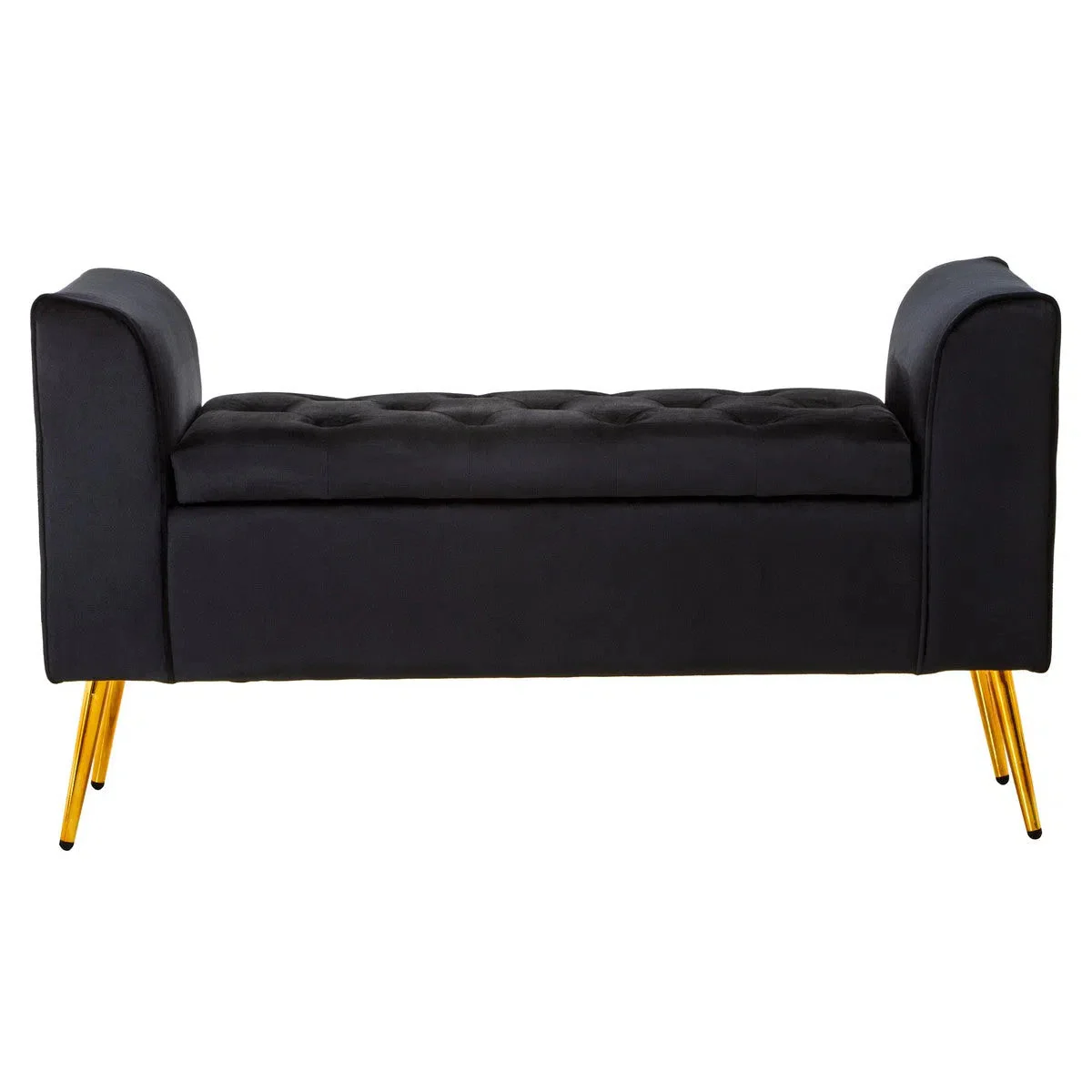 Beaumonde Home Lorenzo Black Velvet Storage Bench - Image 3