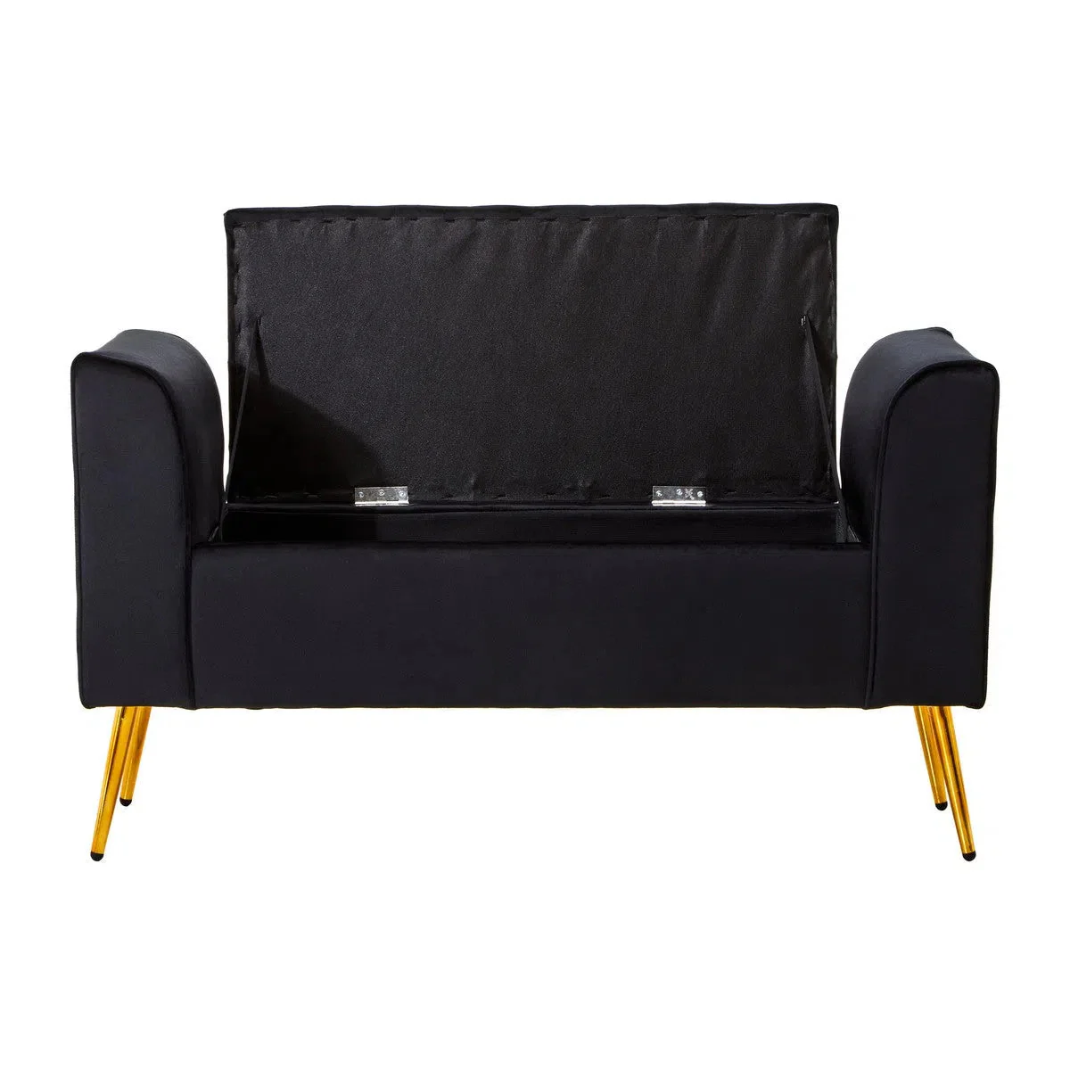 Beaumonde Home Lorenzo Black Velvet Storage Bench - Image 4