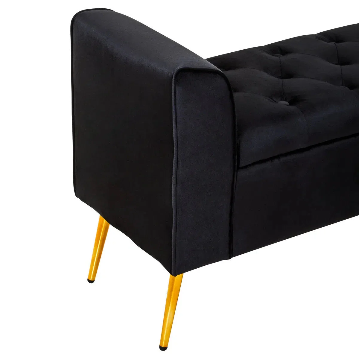 Beaumonde Home Lorenzo Black Velvet Storage Bench - Image 7