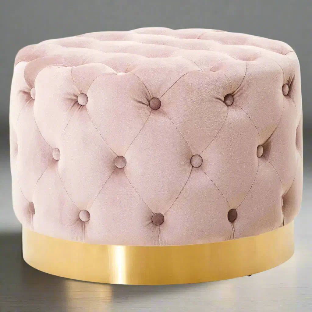 Beaumonde Home Lorenzo Dusky Pink Velvet Stool - Image 2