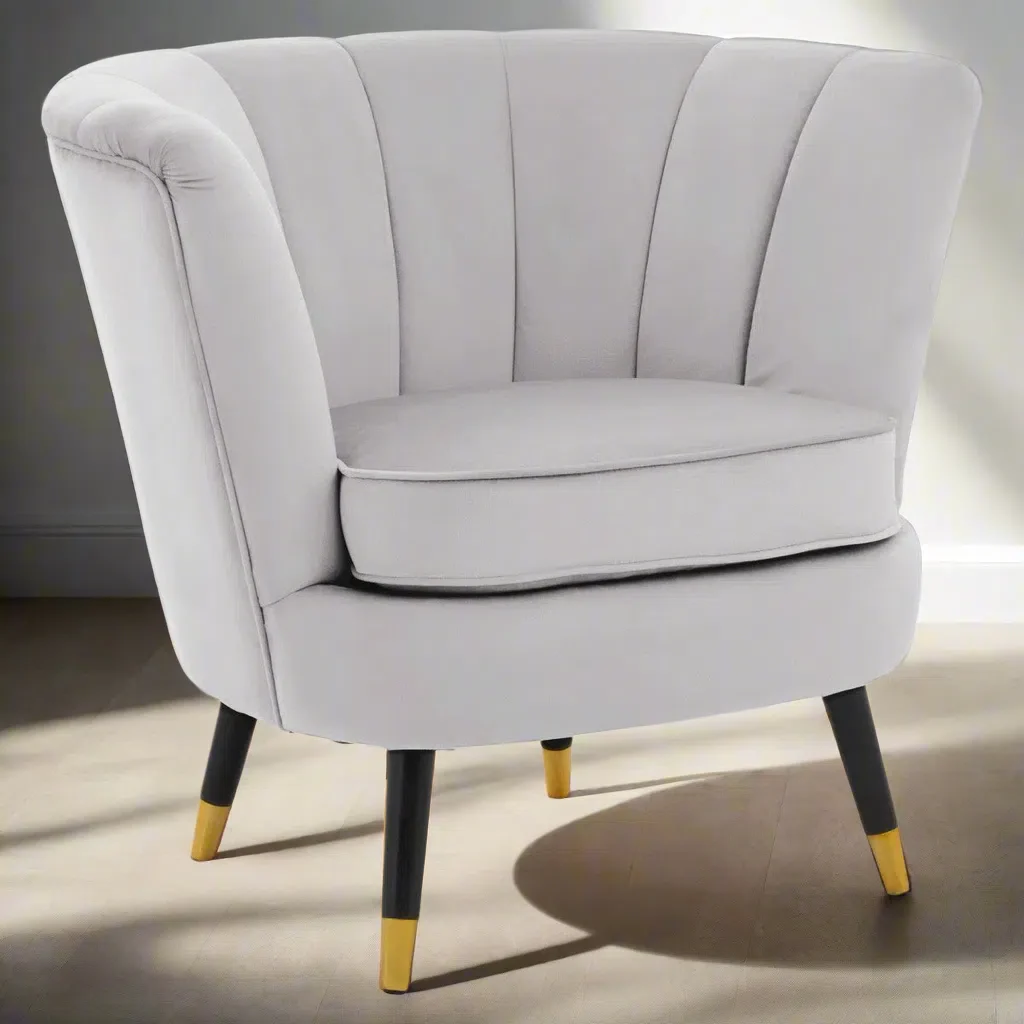 Beaumonde Home Lorenzo Grey Velvet Chair - Image 2