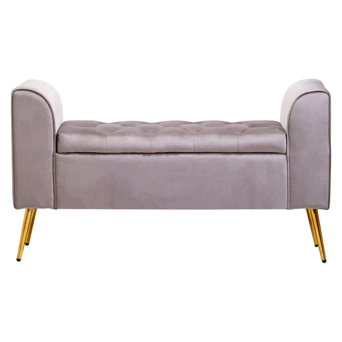 Beaumonde Home Lorenzo Mink Velvet Storage Bench - Image 3