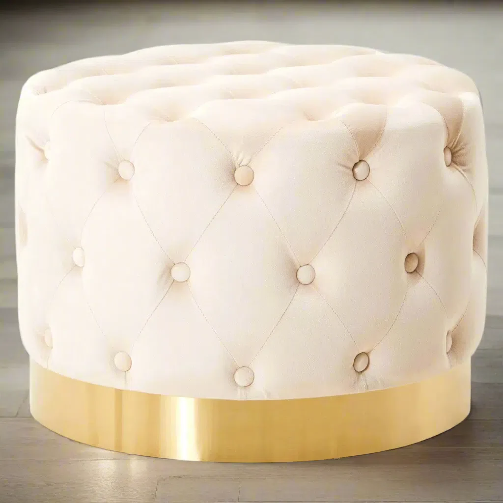 Beaumonde Home Lorenzo Stone Velvet Stool - Image 2