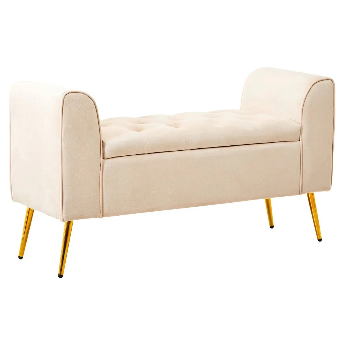 Beaumonde Home Lorenzo Stone Velvet Storage Bench - Image 2