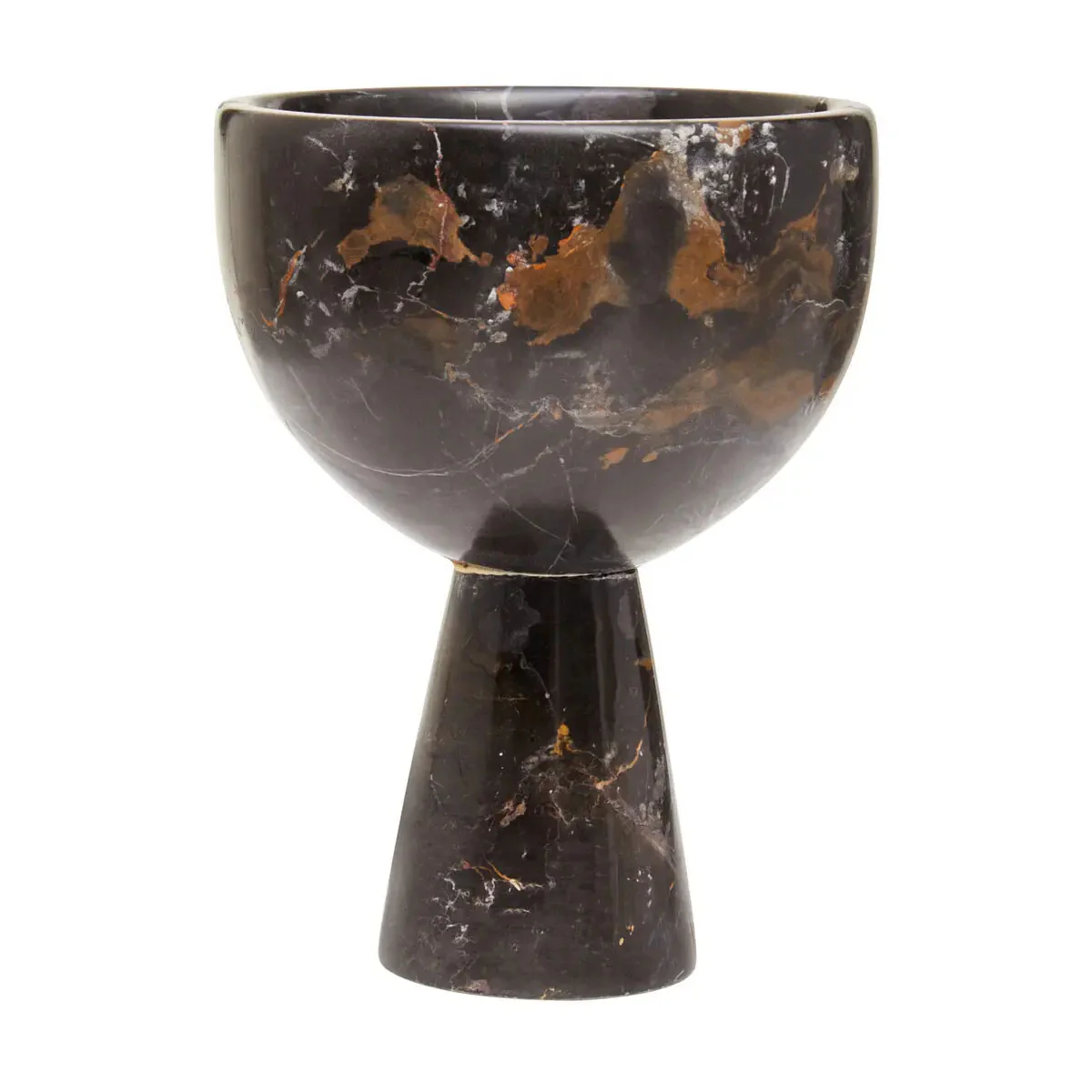 Beaumonde Home Salmo Small Black Marble Pedestal Bowl - Image 2