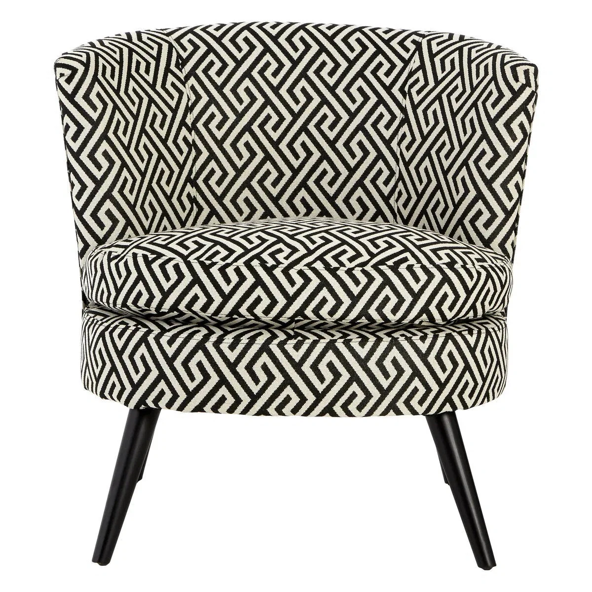 Beaumonde Home Marylebone Black And Beige Fret Round Armchair - Image 4