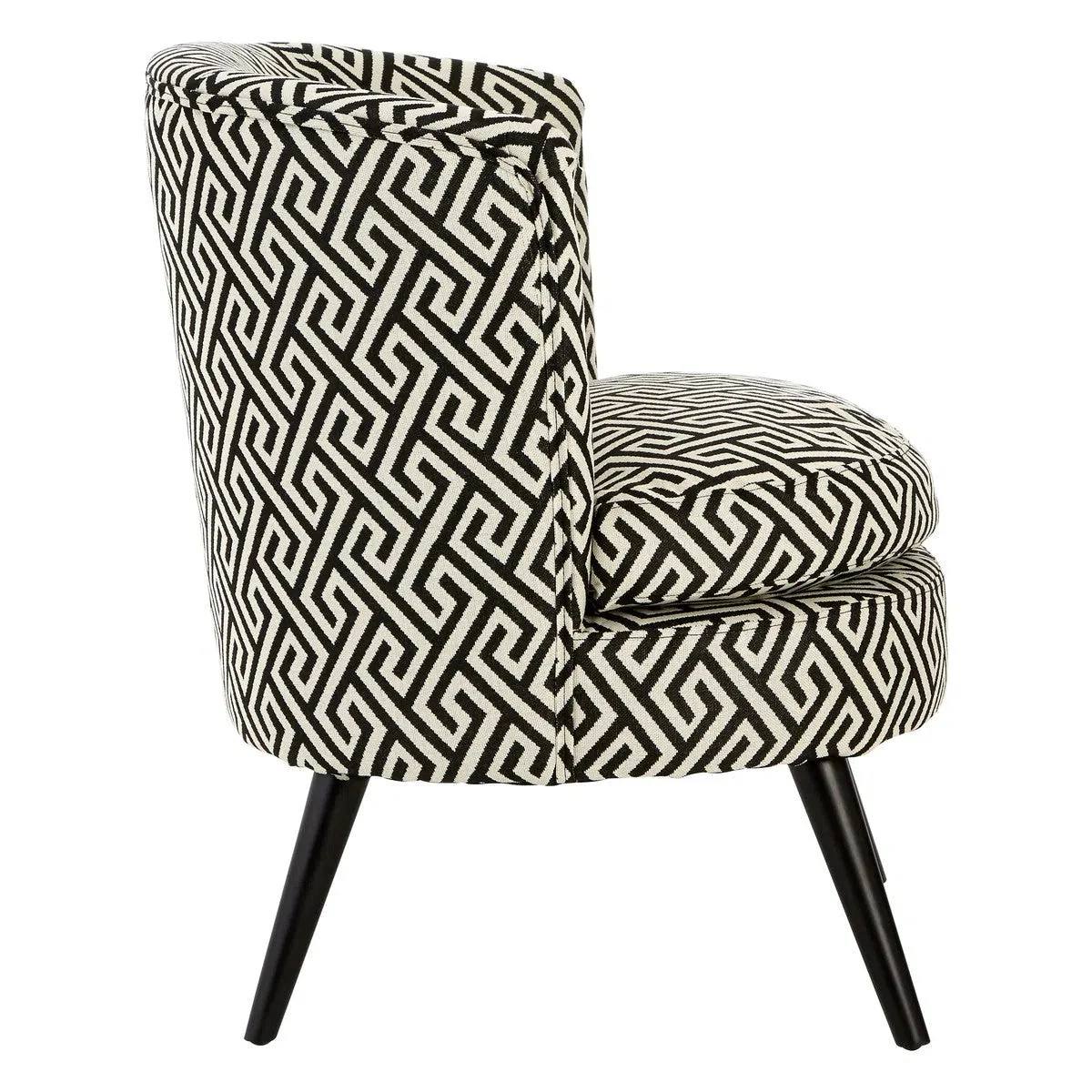 Beaumonde Home Marylebone Black And Beige Fret Round Armchair - Image 5