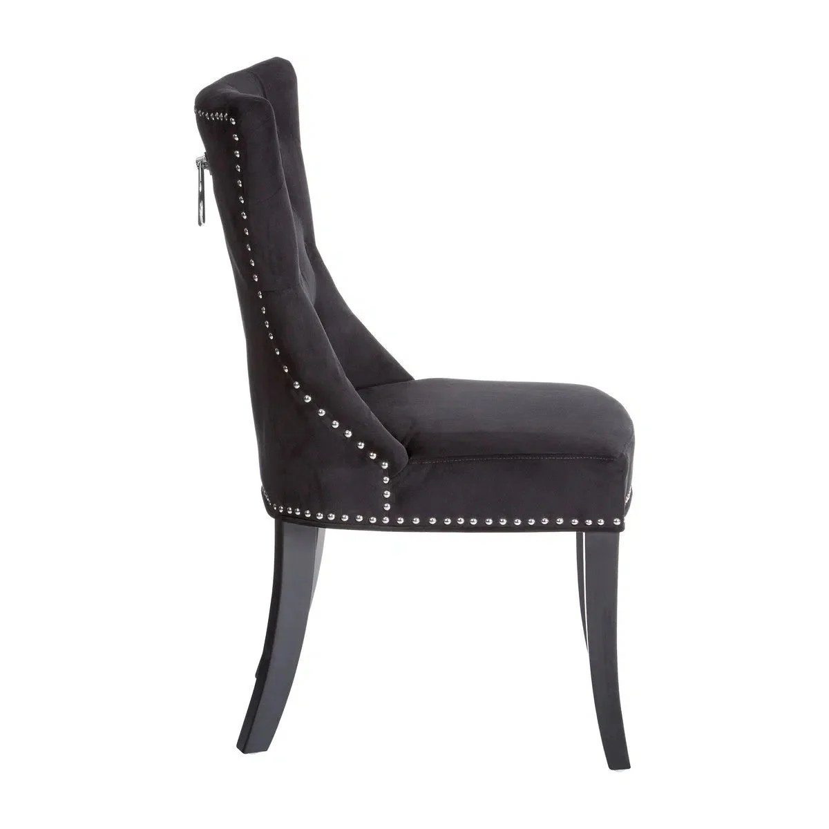 Beaumonde Home Marylebone Black Cotton Velvet Dining Chair - Image 4