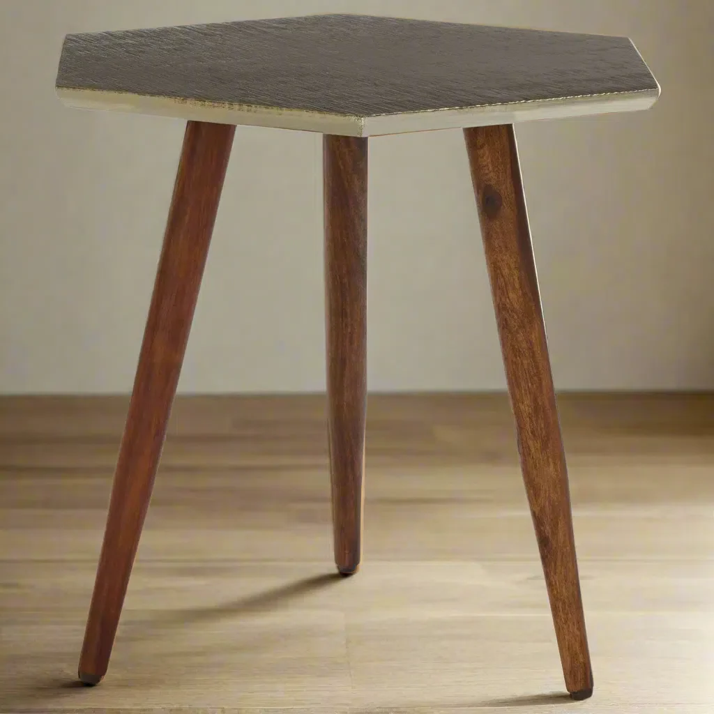 Beaumonde Home Maverick Hexagonal Wooden Side Table - Image 2