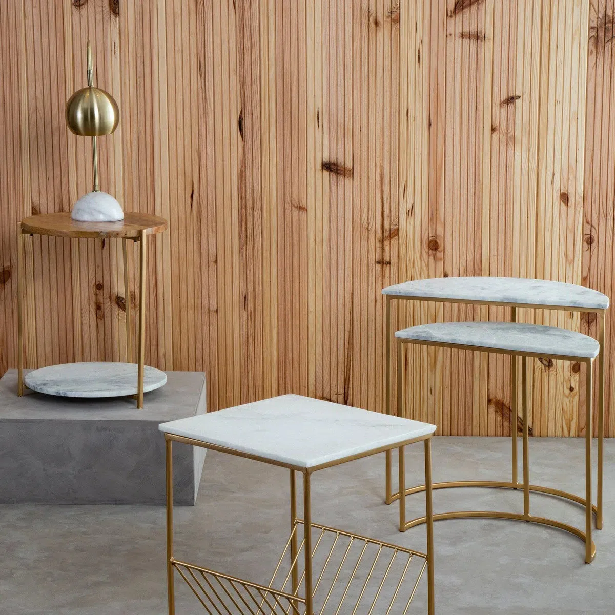 Beaumonde Home Mendel White Marble Rack Side Table - Image 3