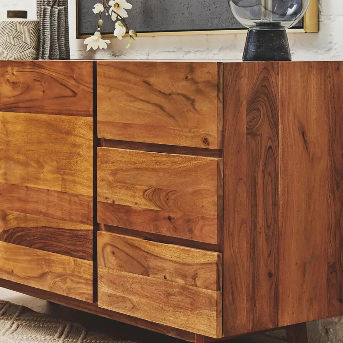 Beaumonde Home Myan 3 Drawer White Marble Sideboard - Image 10