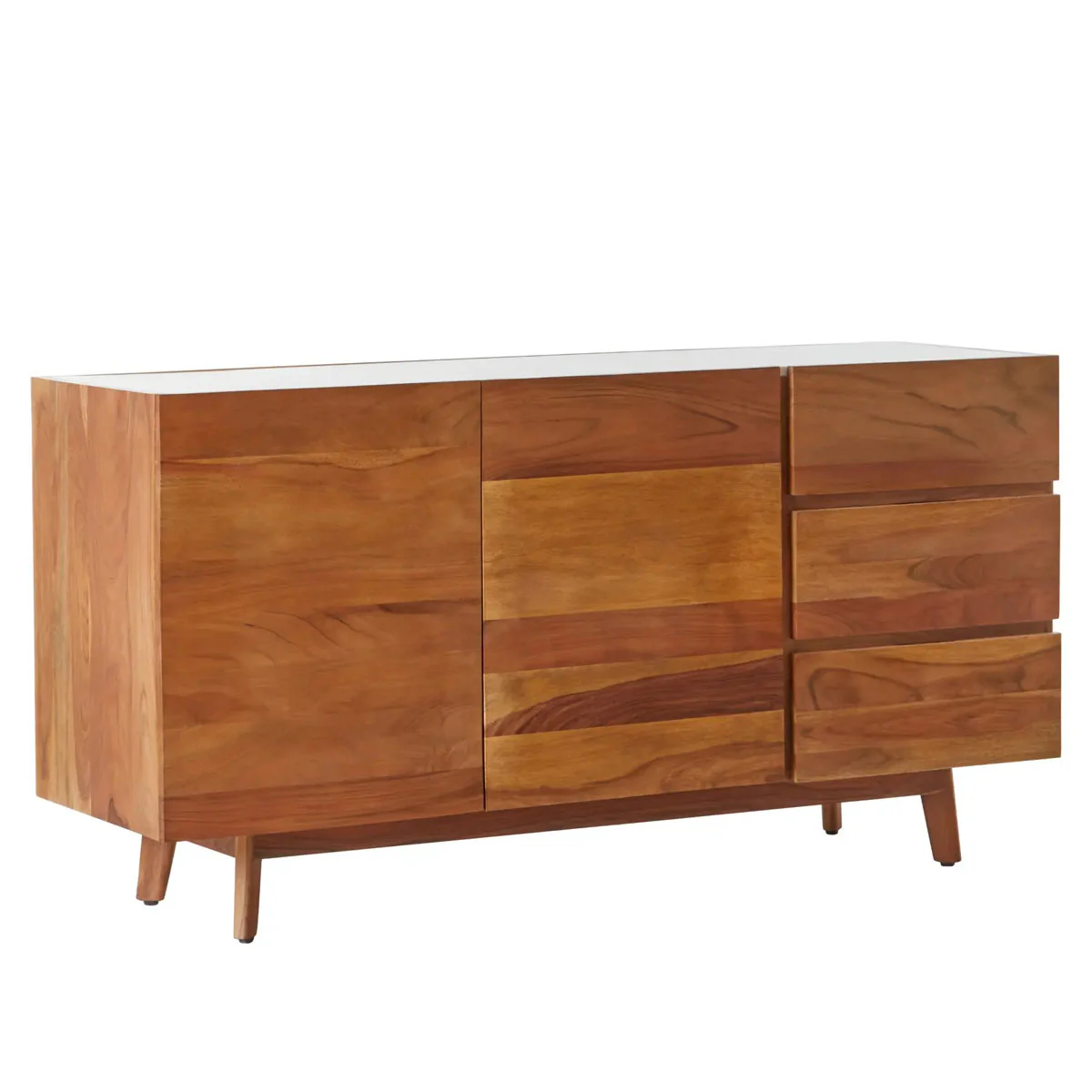 Beaumonde Home Myan 3 Drawer White Marble Sideboard - Image 2