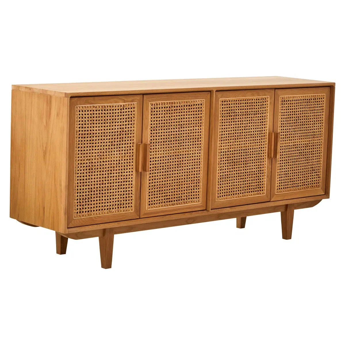 Beaumonde Home Miribel 4 Door Natural Rattan And Oak Sideboard