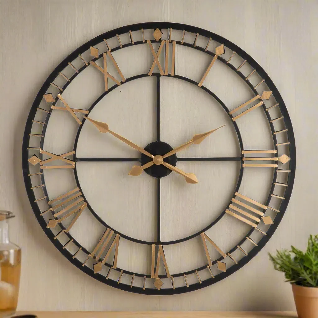 Beaumonde Home Vitas Black and Gold Metal Wall Clock - Image 3