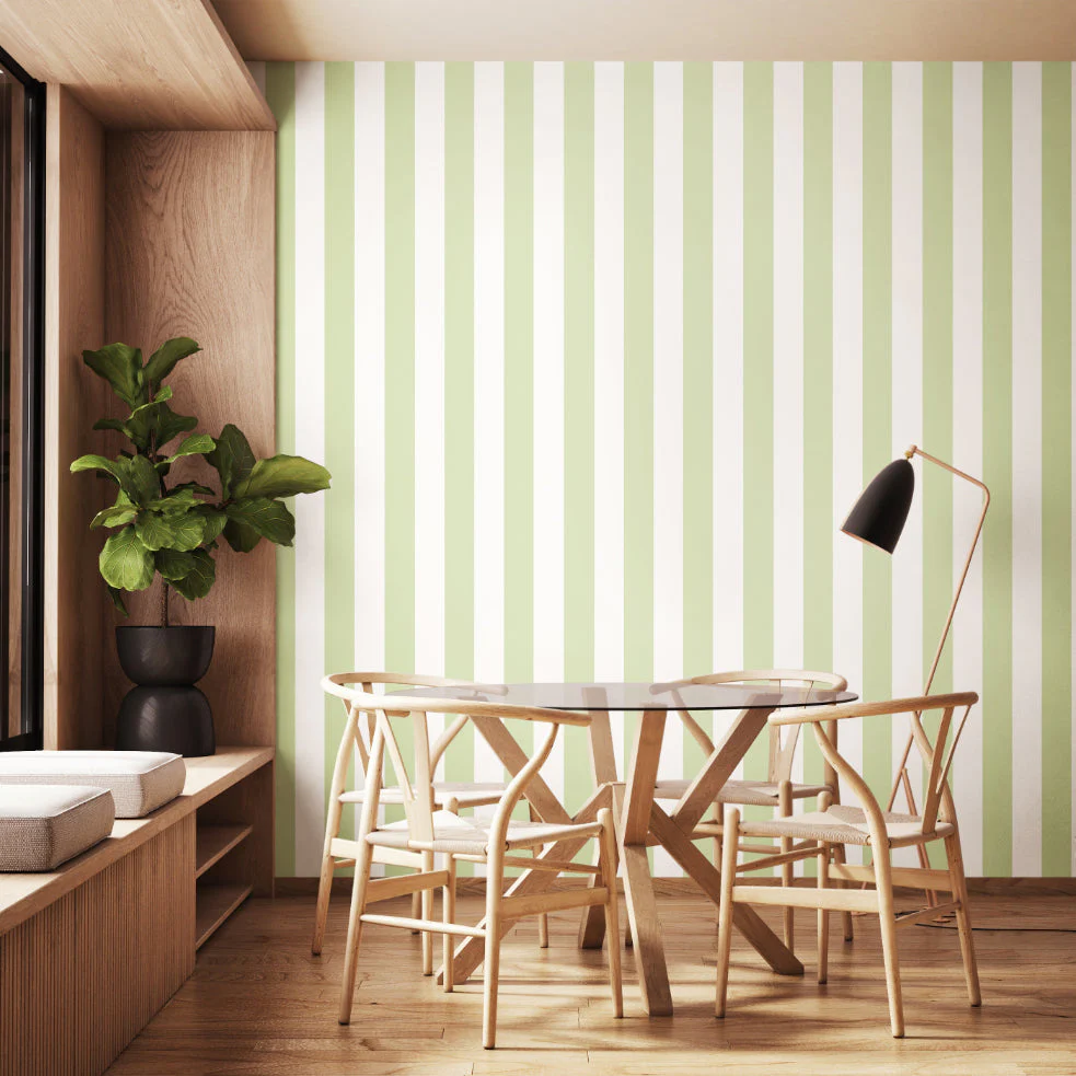 Ohpopsi Bloc Stripe Wallpaper  - Fennel