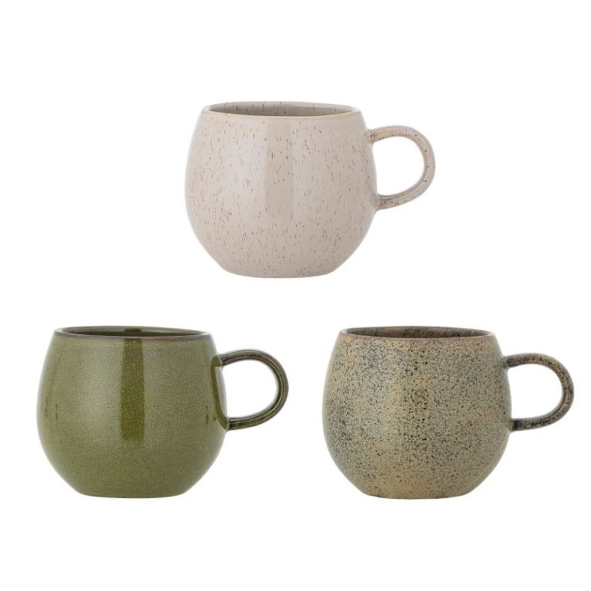 Bloomingville Addison Mug, Green, Stoneware - Set of 3