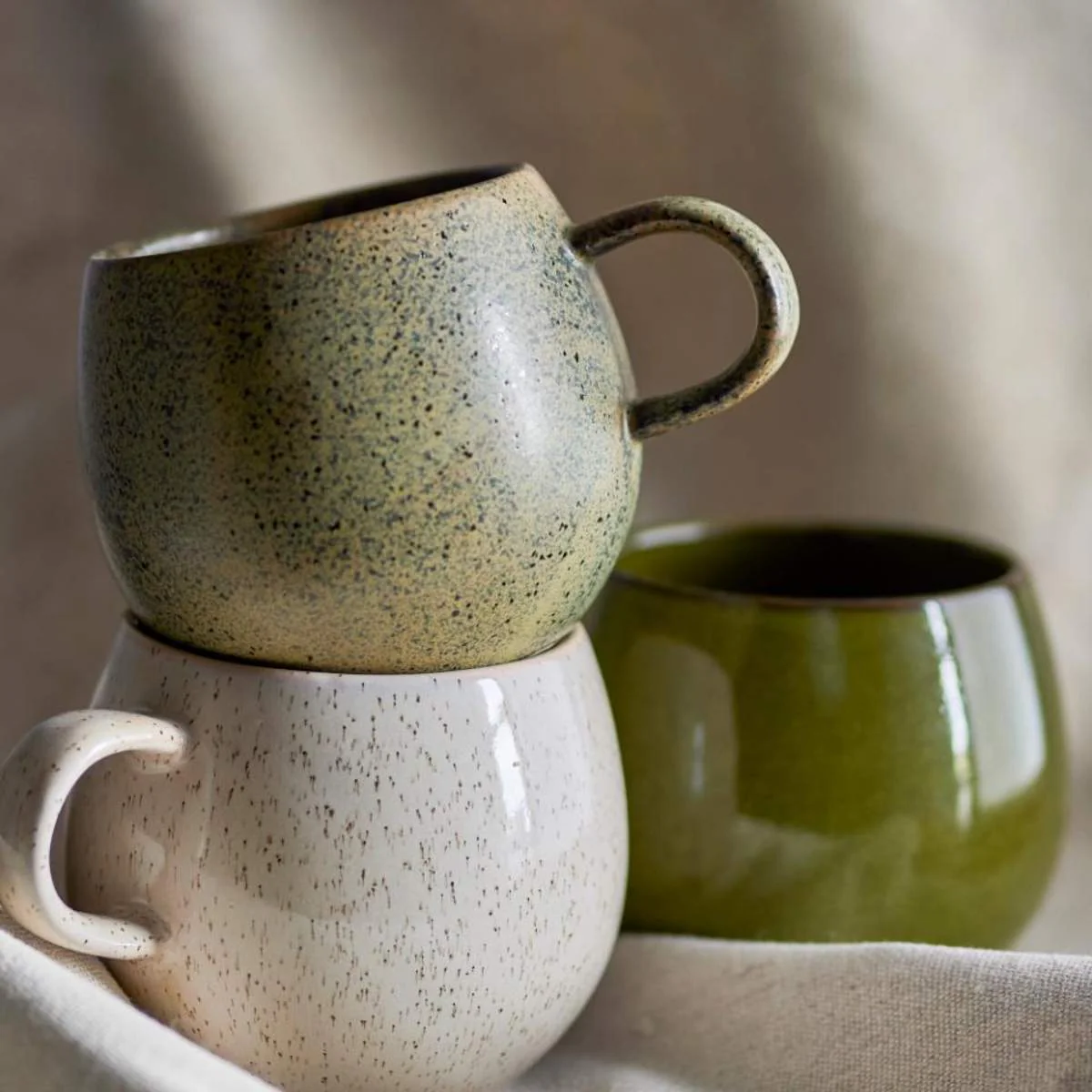 Bloomingville Addison Mug, Green, Stoneware - Set of 3 - Image 6