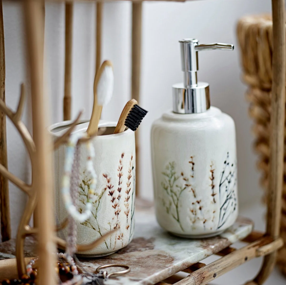 Bloomingville Bea Stoneware Soap Dispenser Set - Image 2