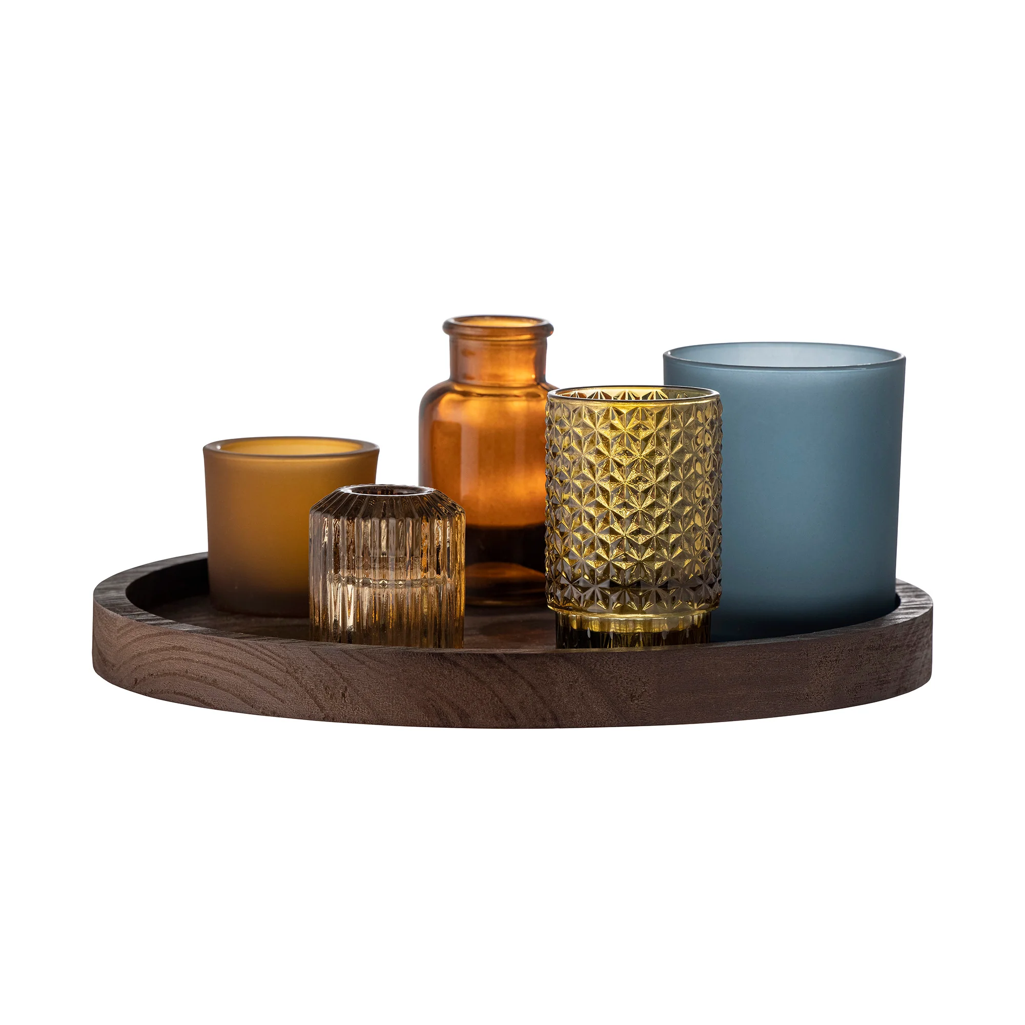 Bloomingville Sanga Votive Tray Set - Brown Glass