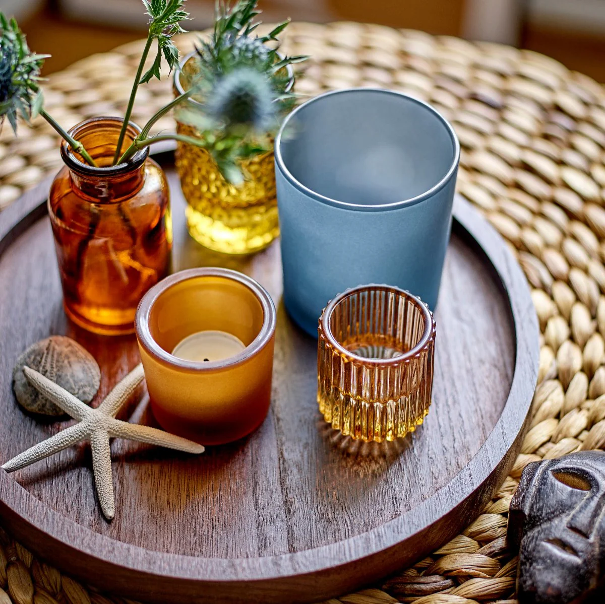 Bloomingville Sanga Votive Tray Set - Brown Glass - Image 3