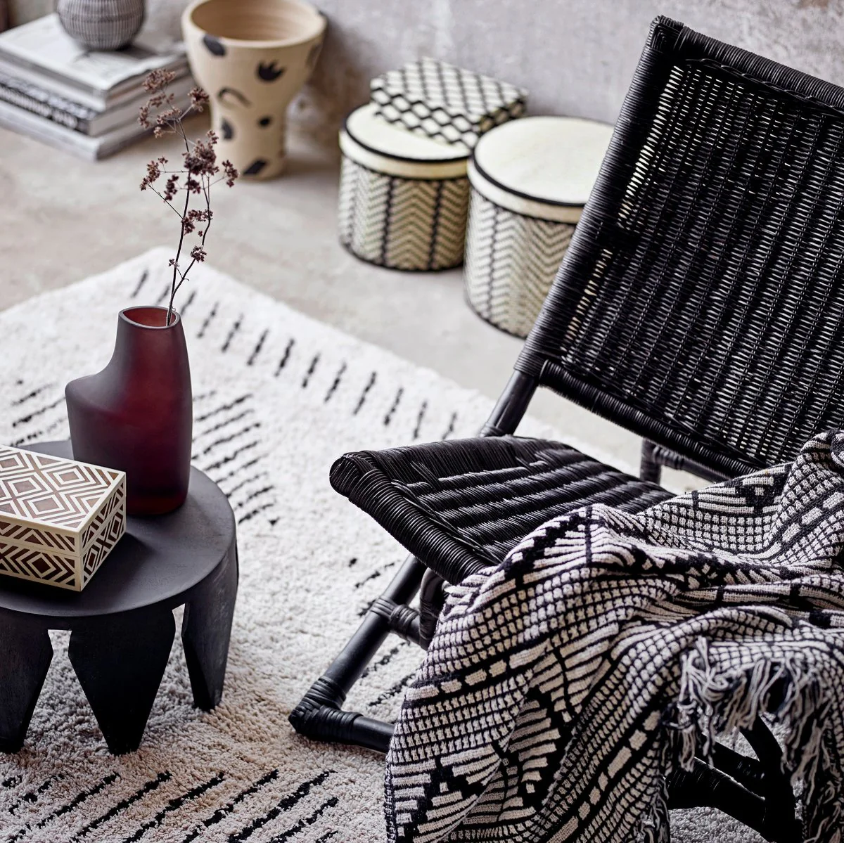 Bloomingville Baz Black Rattan Lounge Chair - Image 2