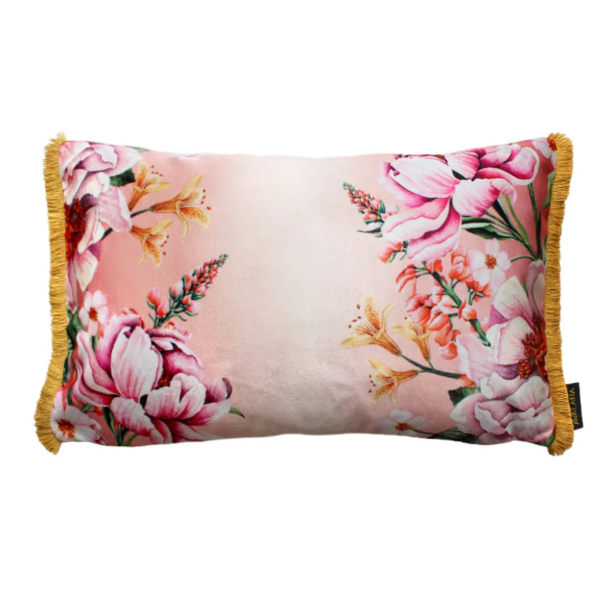 Avalana Blush Blooms Fringe Cushion