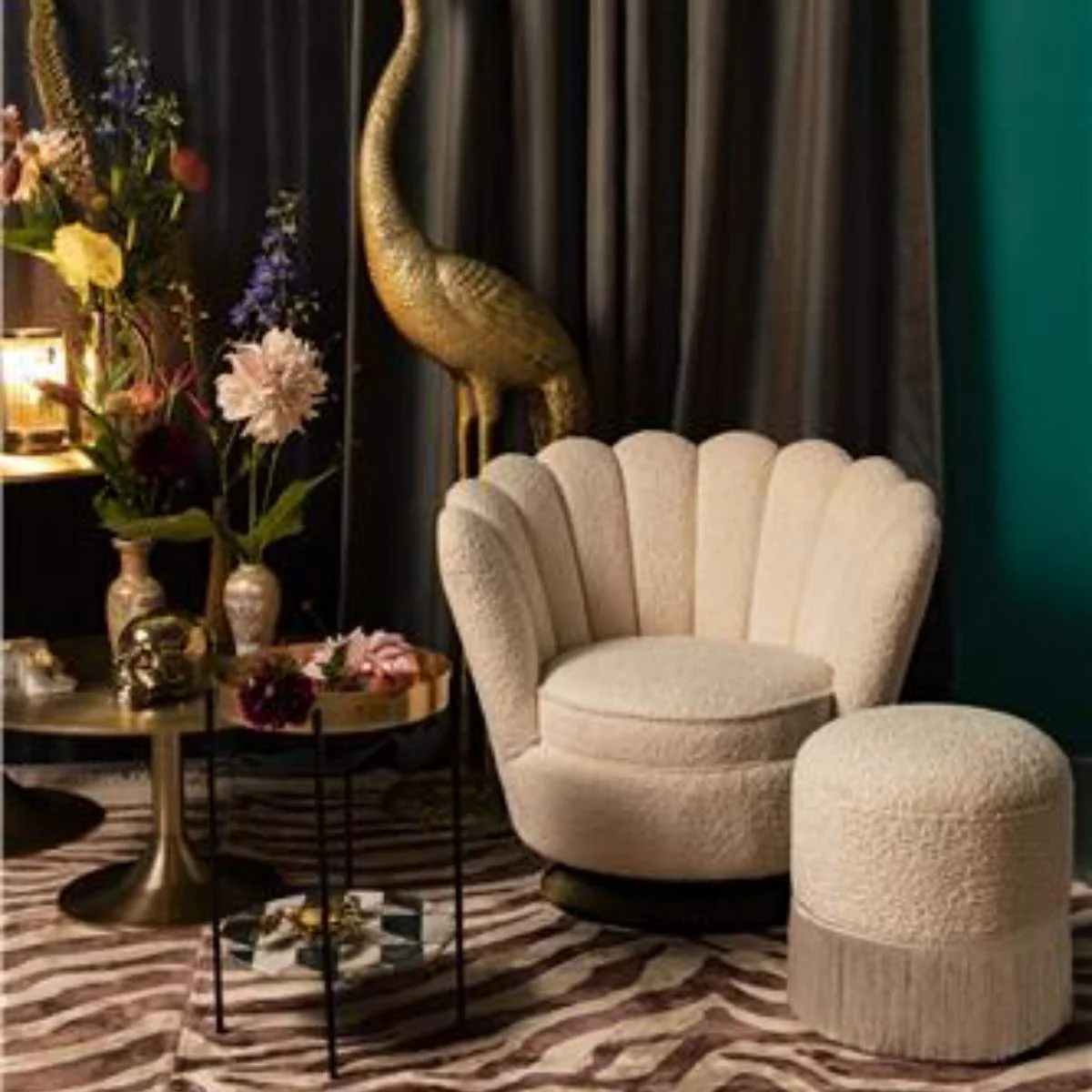 Bold Monkey Mother Of All Shells Lounge Chair Teddy Natural - Image 12