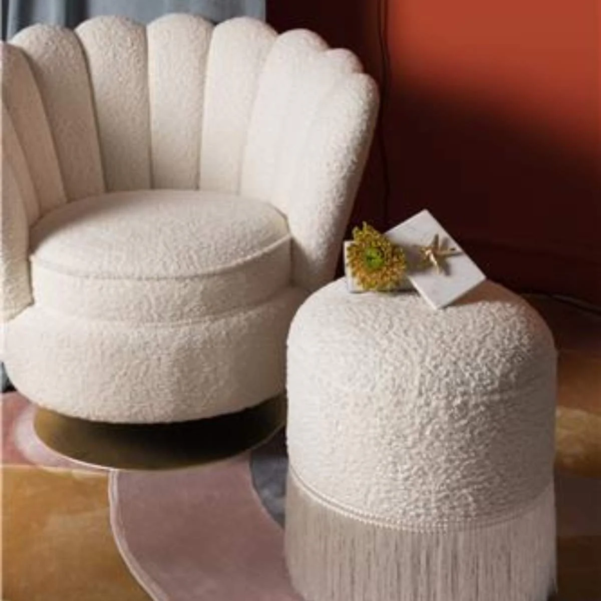 Bold Monkey Mother Of All Shells Lounge Chair Teddy Natural - Image 14