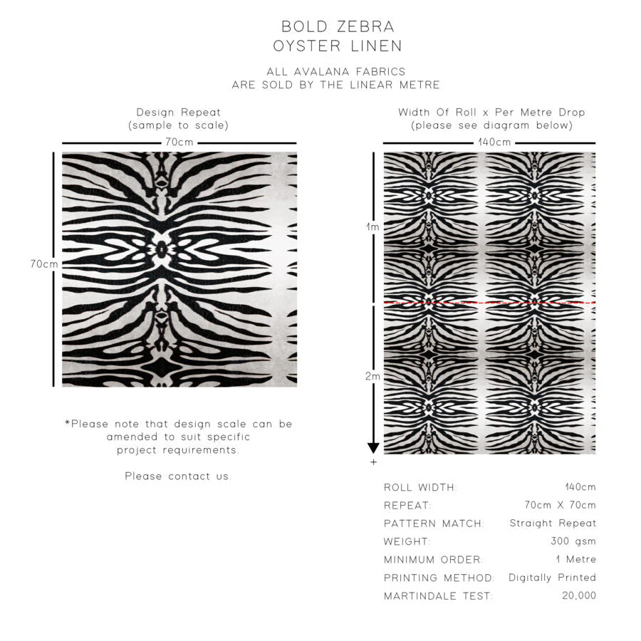 Avalana Bold Zebra Oyster Linen Fabric - Image 2