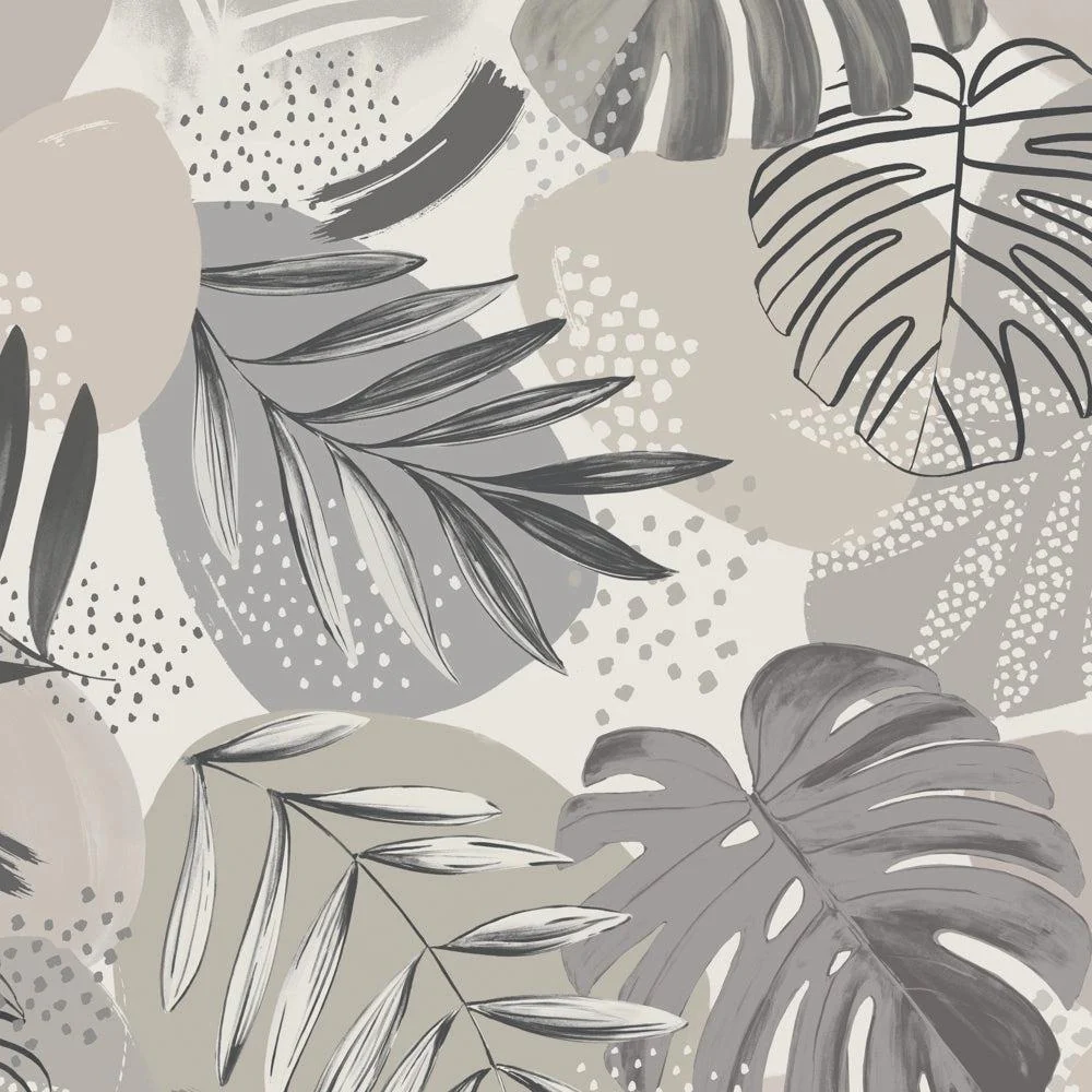 Brand McKenzie Abstract Jungle Putty Grey Wallpaper
