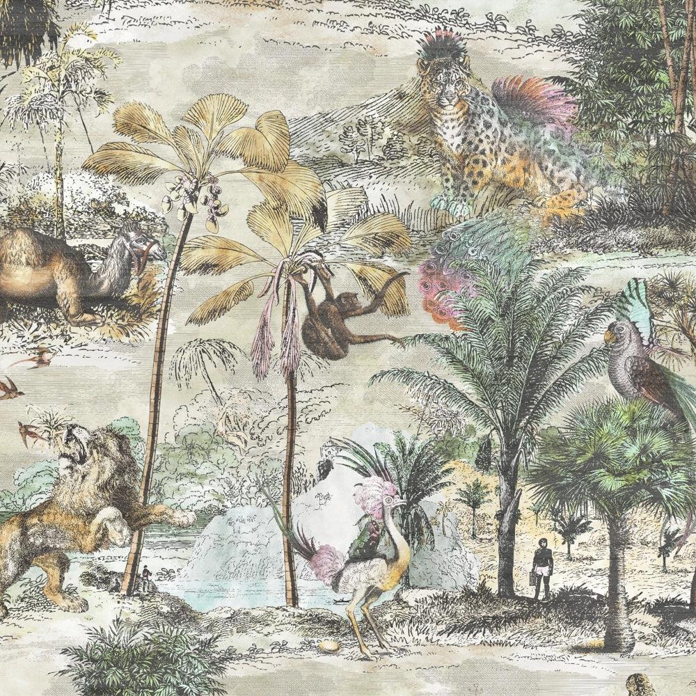 Brand McKenzie Animal Islands Bamboo Green Wallpaper