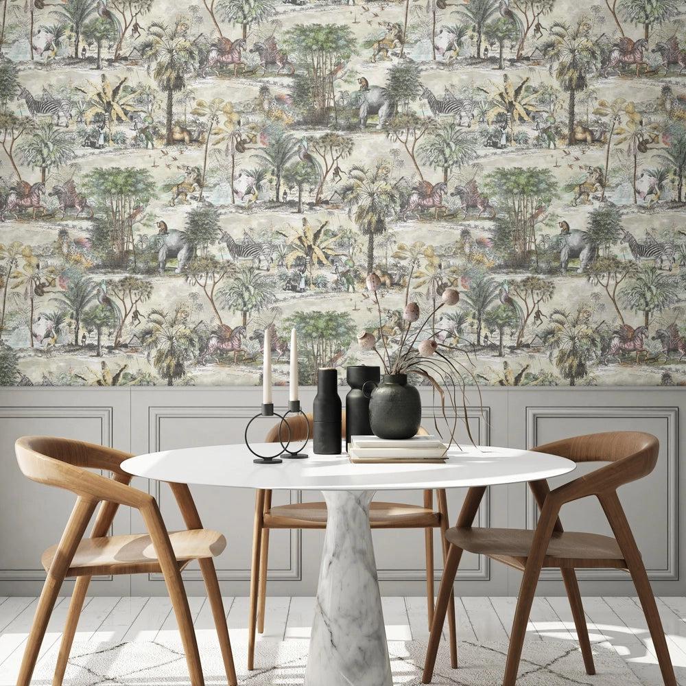 Brand McKenzie Animal Islands Bamboo Green Wallpaper - Image 2