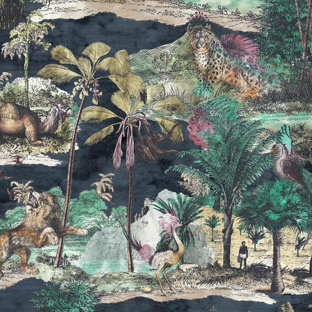 Brand McKenzie Animal Islands Midnight Blue Wallpaper