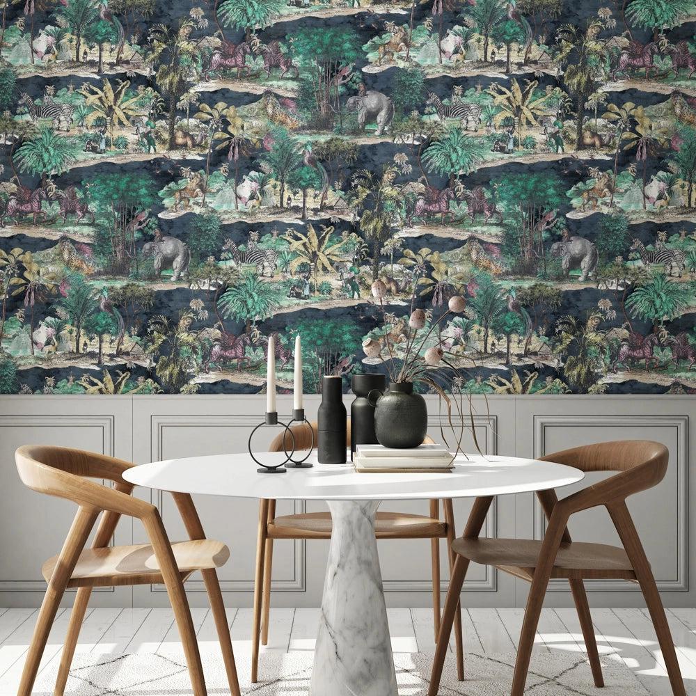 Brand McKenzie Animal Islands Midnight Blue Wallpaper - Image 2