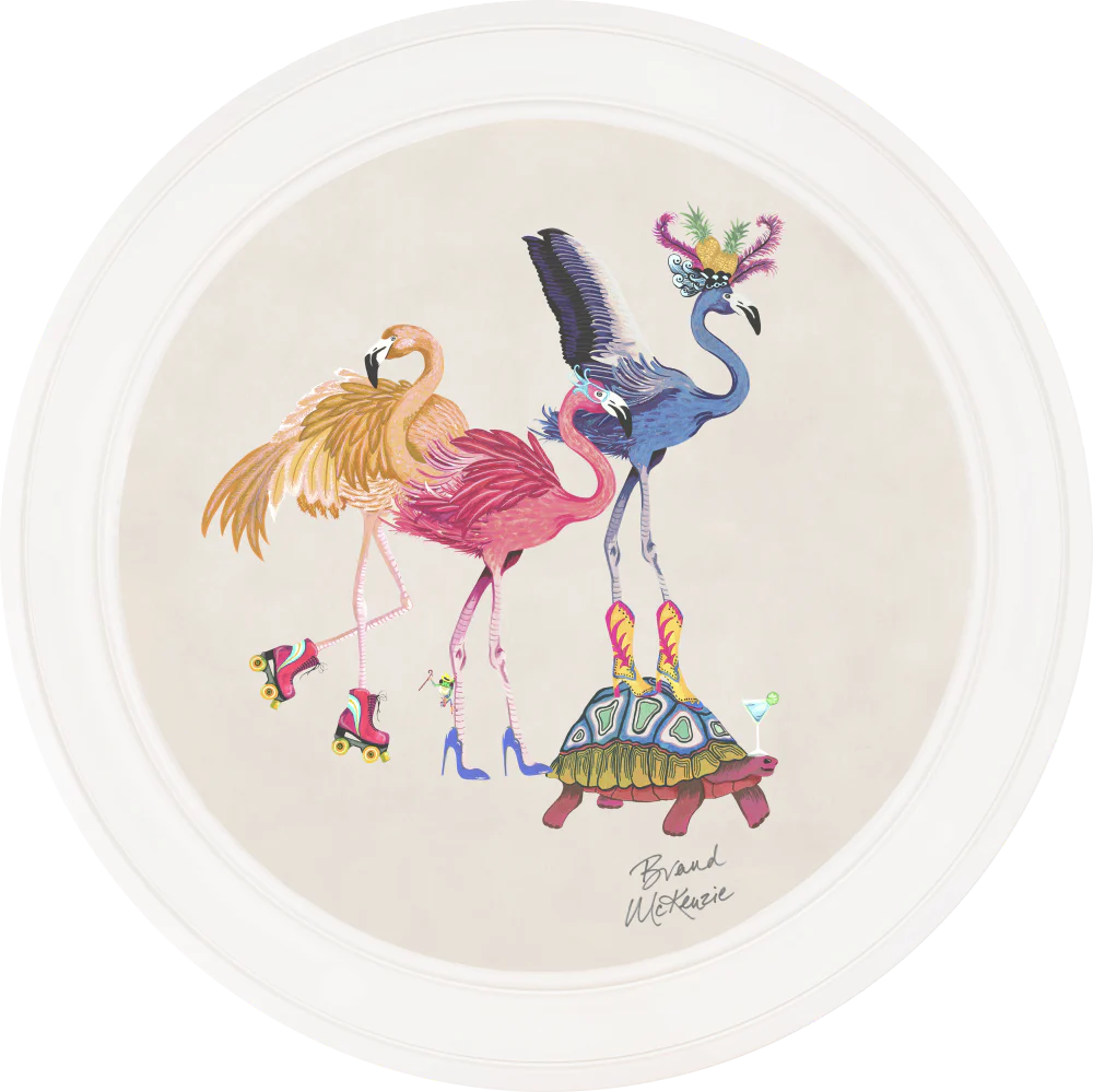 Brand McKenzie Balancing Act Flamboyance Framed Round Art Print with Chalk White Background - Image 10