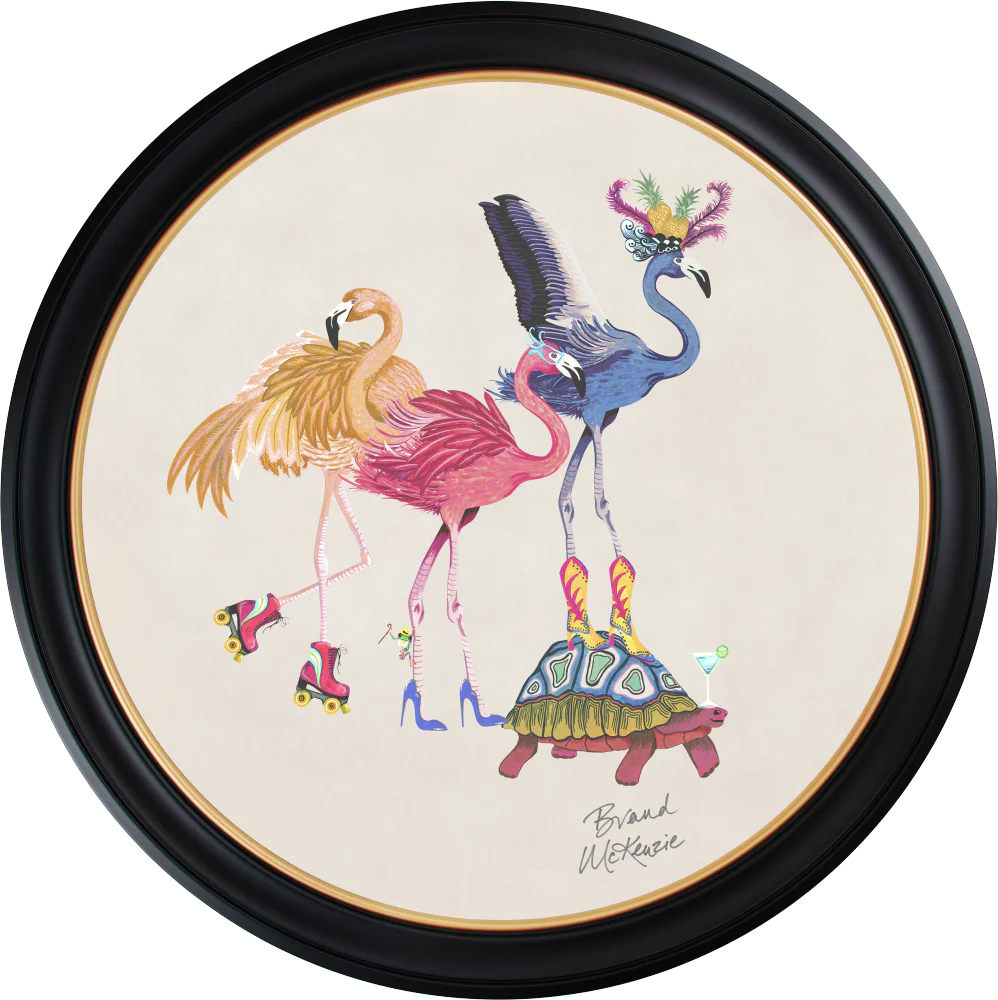 Brand McKenzie Balancing Act Flamboyance Framed Round Art Print with Chalk White Background - Image 12
