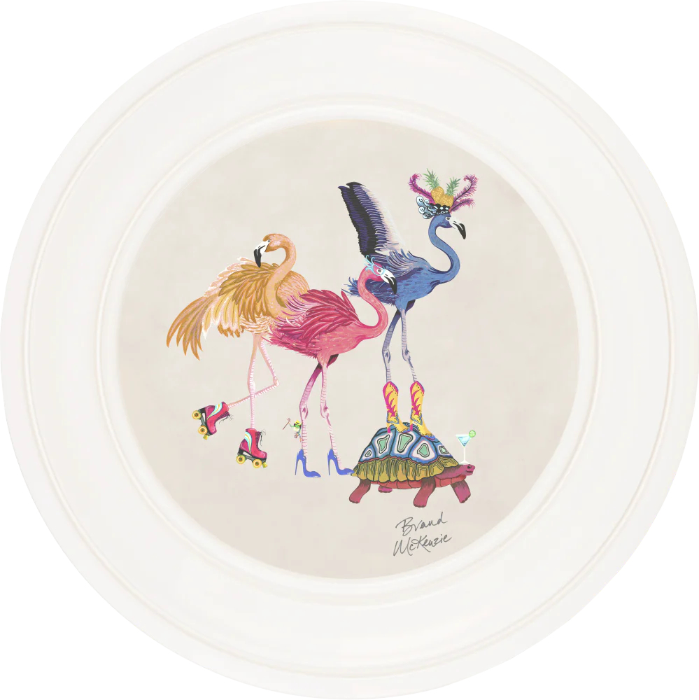 Brand McKenzie Balancing Act Flamboyance Framed Round Art Print with Chalk White Background - Image 2