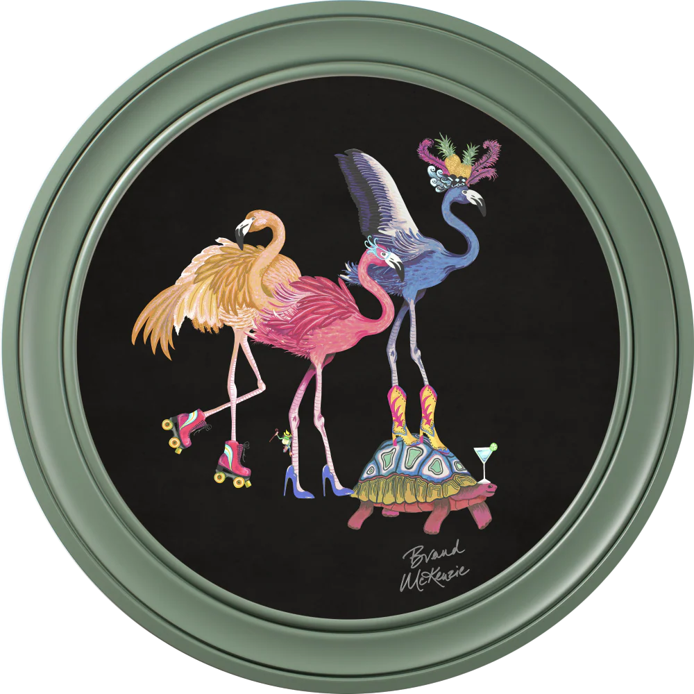 Brand McKenzie Balancing Act Flamboyance Framed Round Art Print with Charcoal Black Background - Image 11