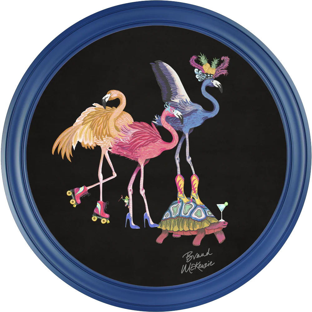 Brand McKenzie Balancing Act Flamboyance Framed Round Art Print with Charcoal Black Background - Image 13