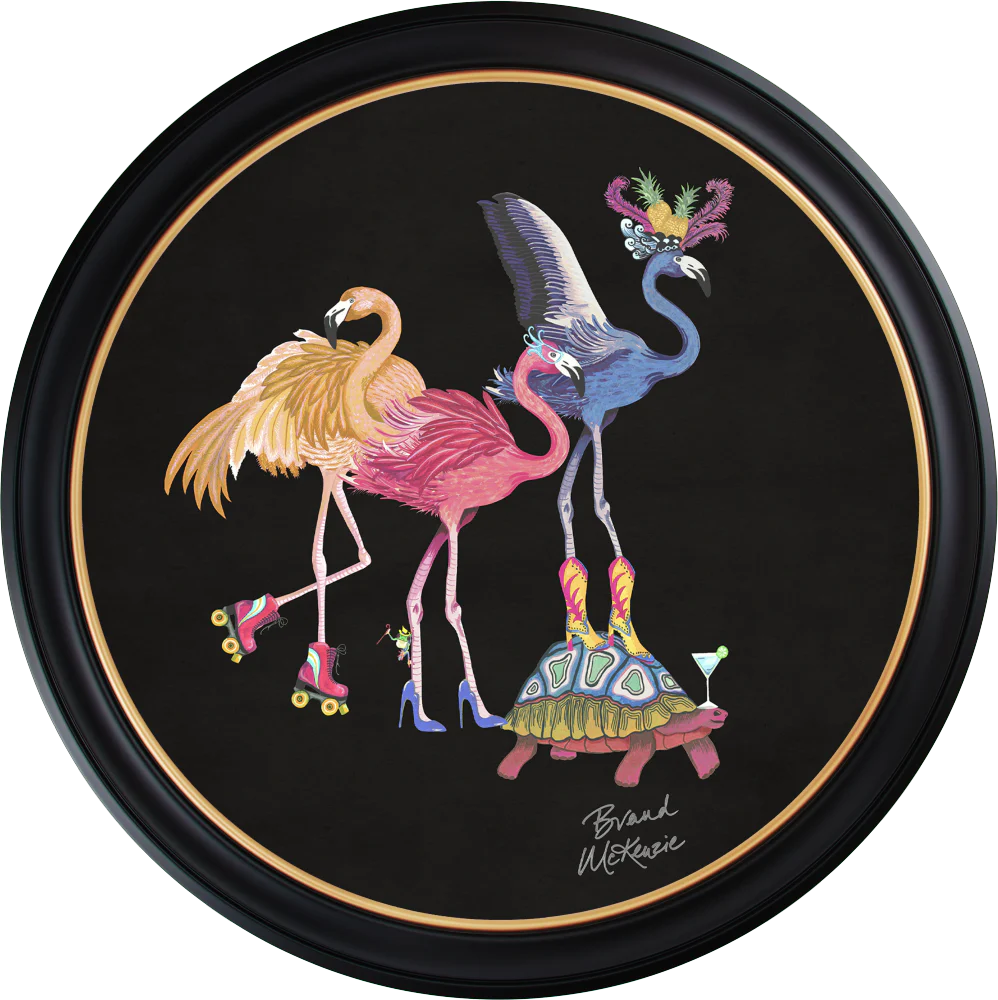 Brand McKenzie Balancing Act Flamboyance Framed Round Art Print with Charcoal Black Background - Image 14