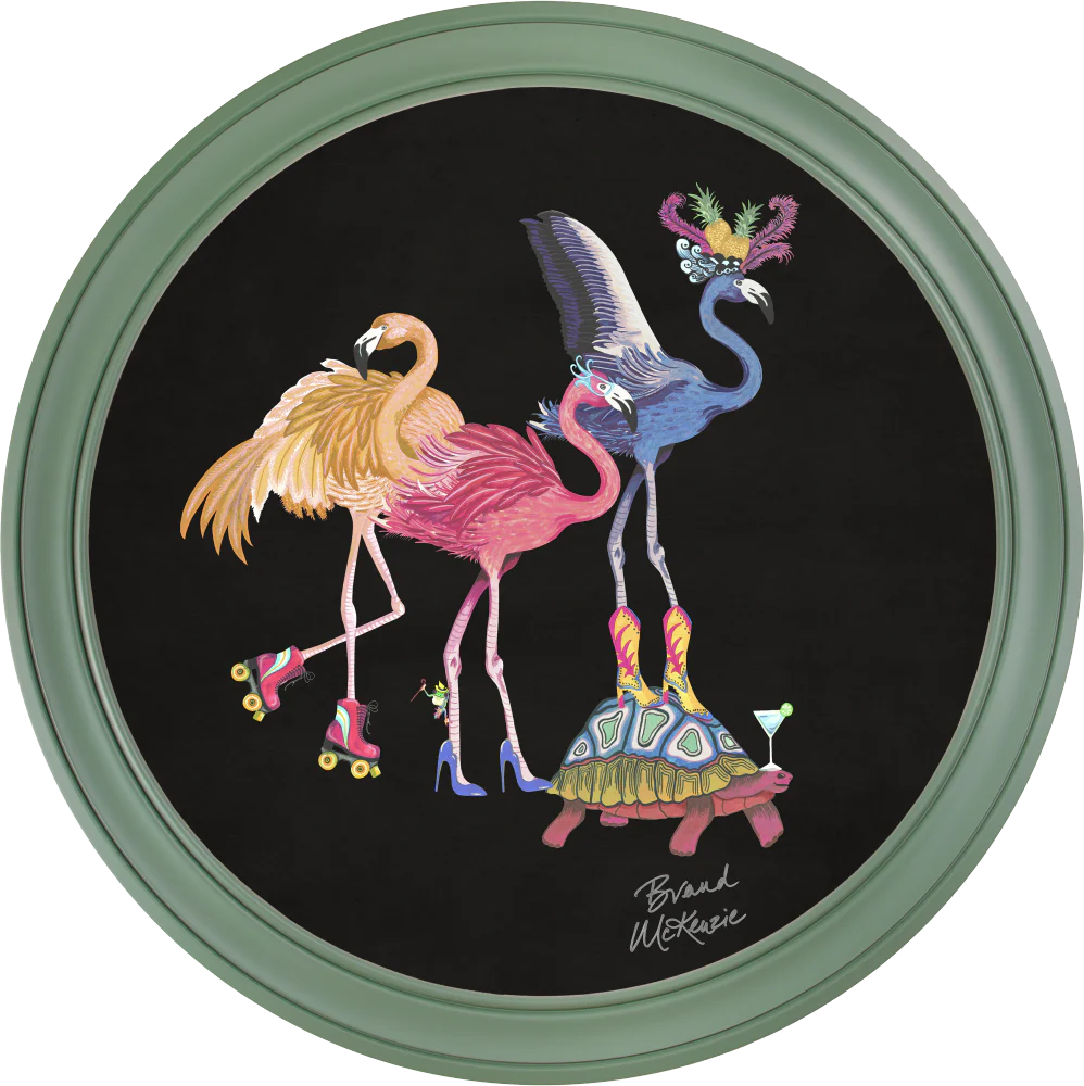 Brand McKenzie Balancing Act Flamboyance Framed Round Art Print with Charcoal Black Background - Image 15