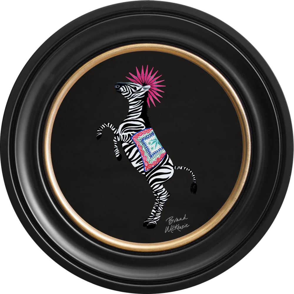 Brand McKenzie Balancing Act Kiki Framed Round Art Print with Charcoal Black Background - Image 3