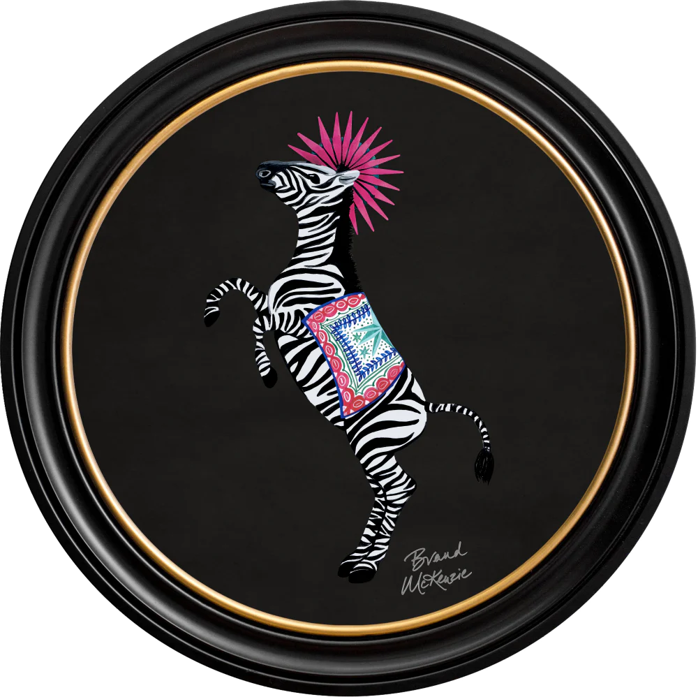 Brand McKenzie Balancing Act Kiki Framed Round Art Print with Charcoal Black Background - Image 9