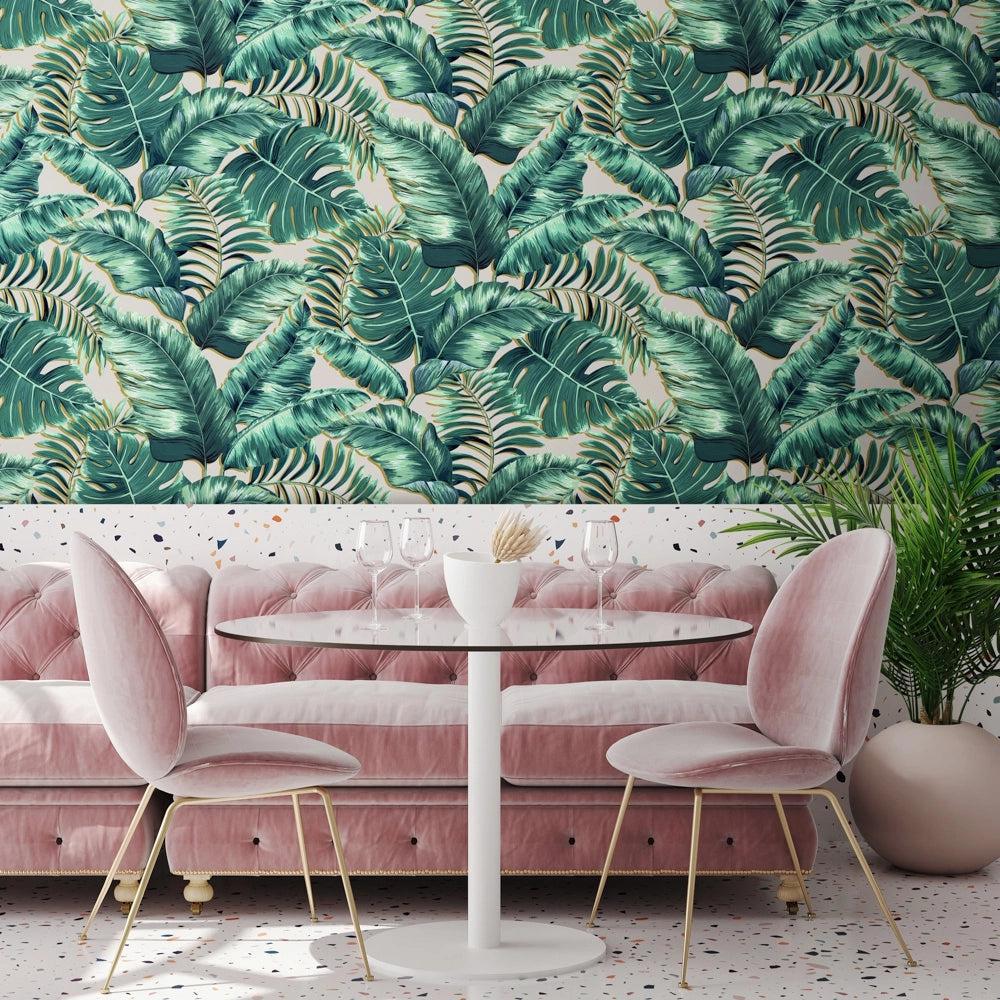 Brand McKenzie Banana Leaves Max Blush Pink Wallpaper - Image 2