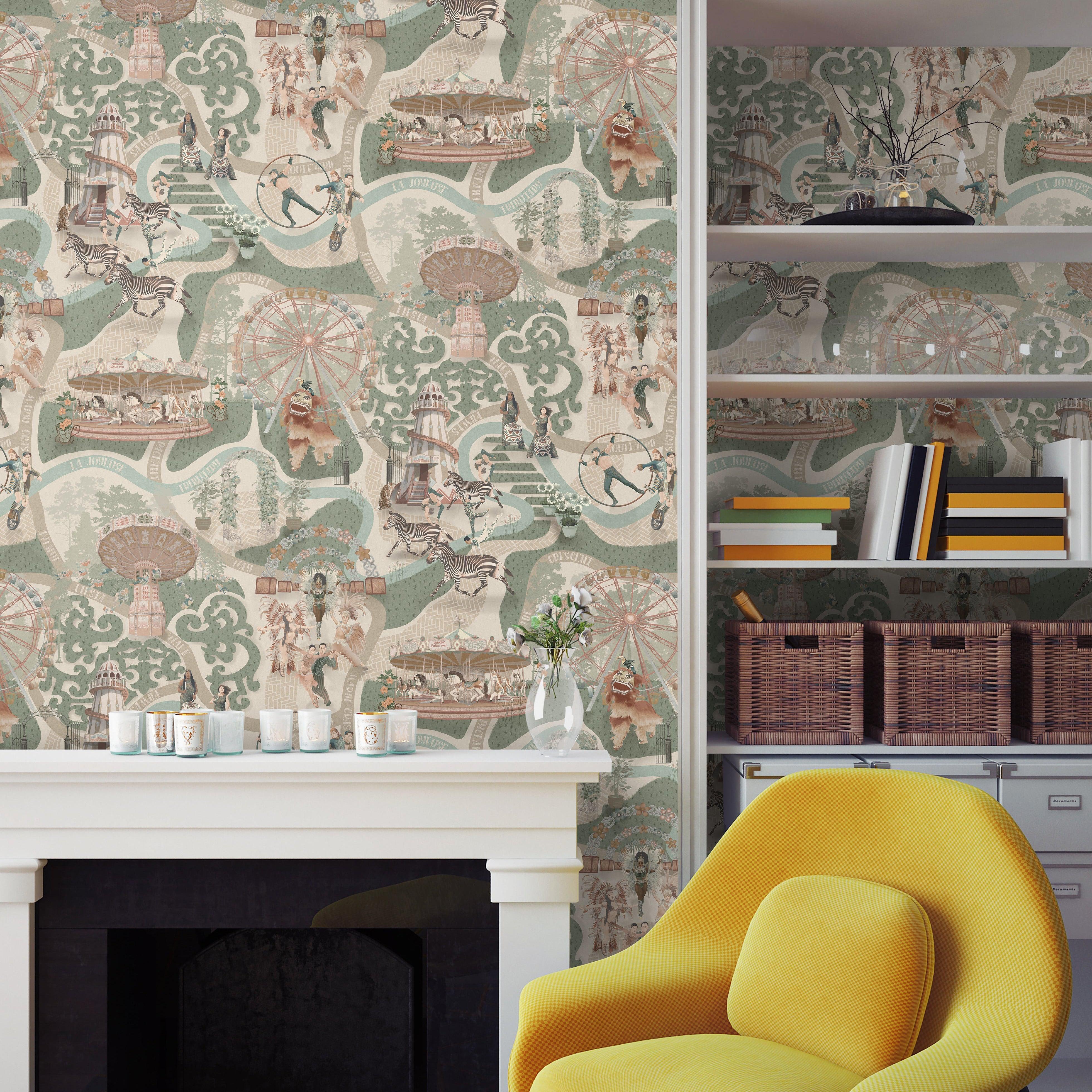 Brand McKenzie Carnival Map Eau De Nil Wallpaper - Image 2