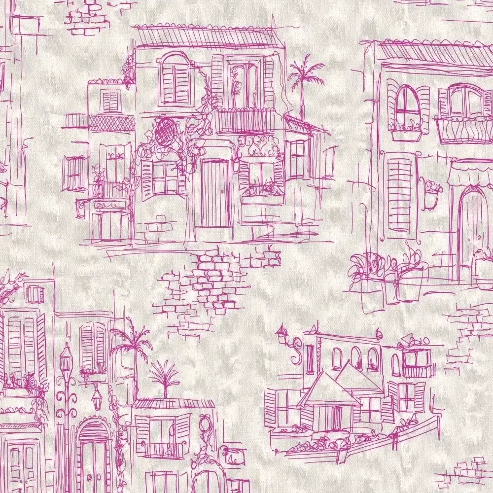 Brand McKenzie Charming Lanes Fuchsia Wallpaper