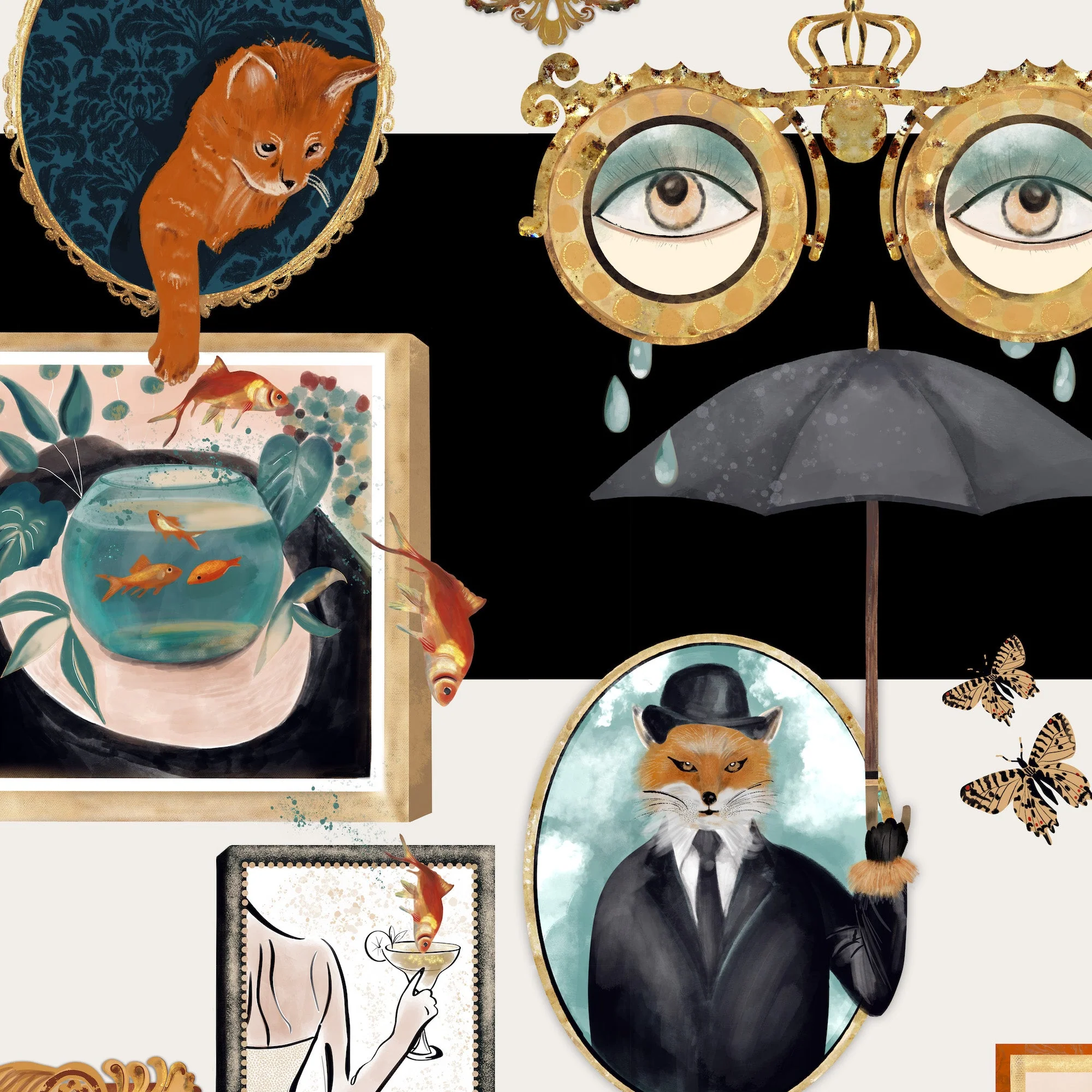 Brand McKenzie Connecting Frames Wallpaper - Black & White