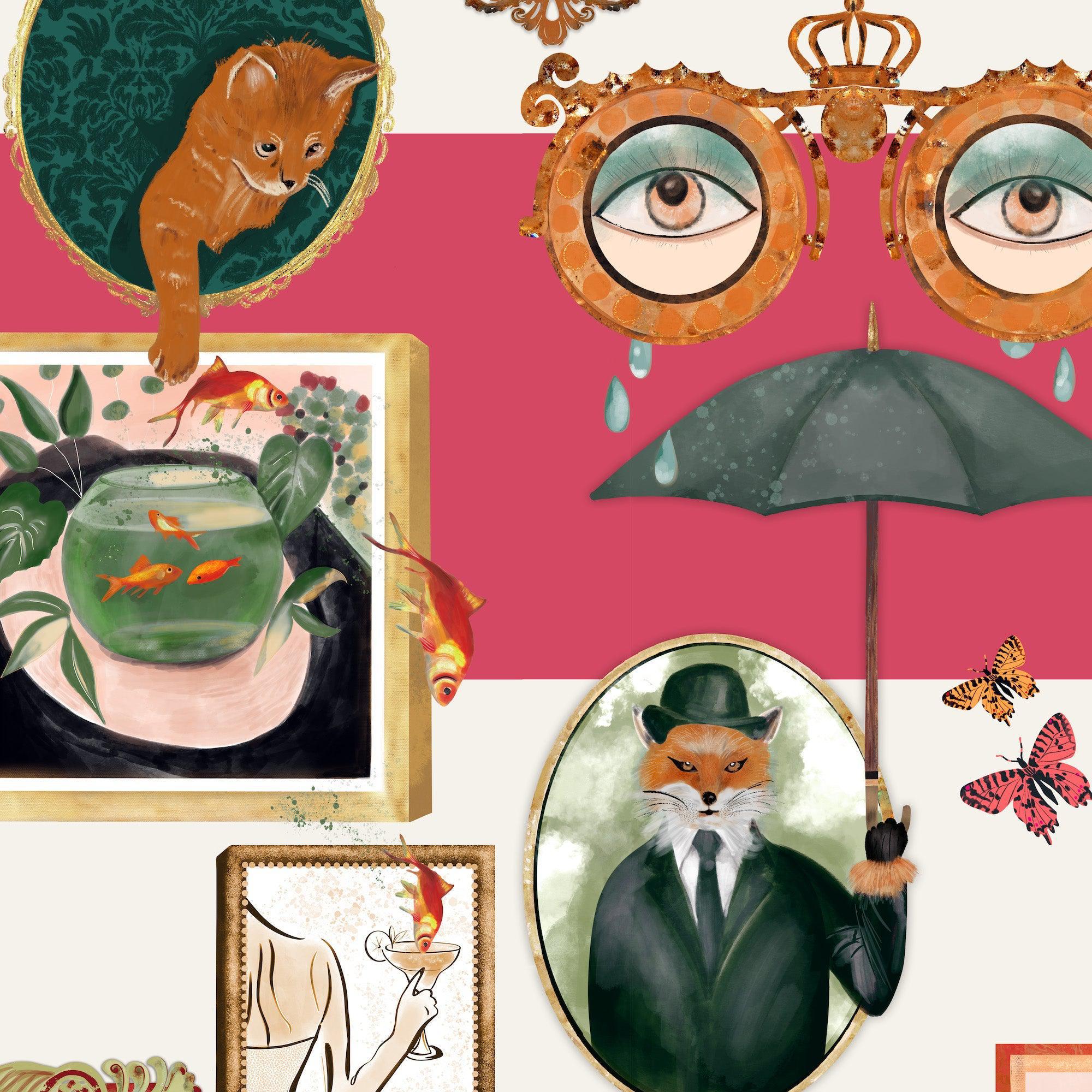 Brand McKenzie Connecting Frames Wallpaper - Cerise