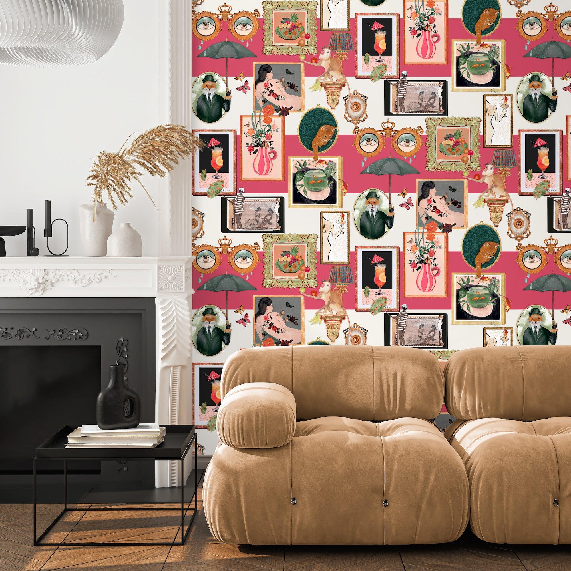 Brand McKenzie Connecting Frames Wallpaper - Cerise - Image 2