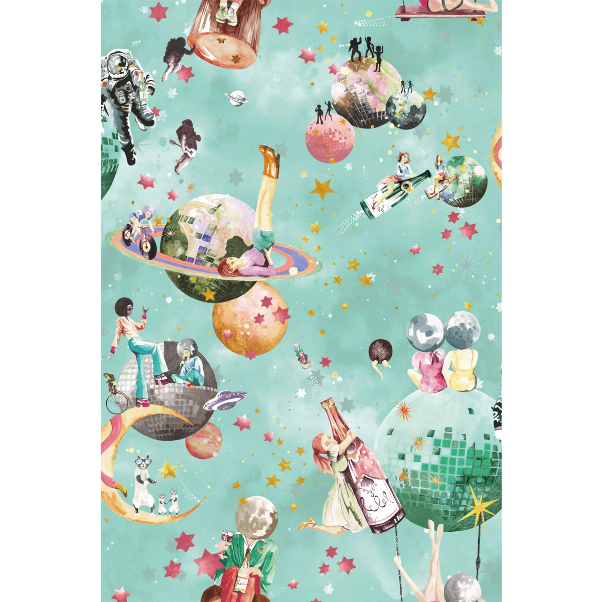 Brand McKenzie Cosmic Groove Wallpaper - Aquamarine - Image 4